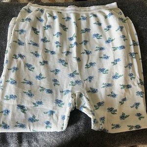 80s HANES FLORAL PRINT LACE TRIM THERMAL LEGGINGS